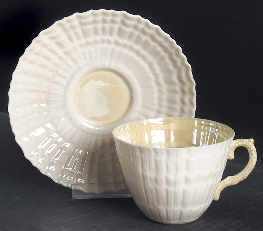 Limpet Yellow Flat Cup & Saucer Set by Belleek Pottery (Ireland)-1