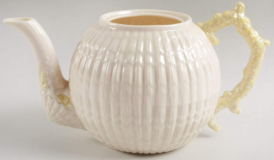Limpet Yellow Teapot No Lid by Belleek Pottery (Ireland)-1