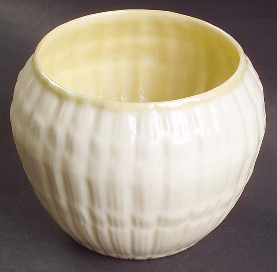 Limpet Yellow Open Sugar Bowl by Belleek Pottery (Ireland)-1