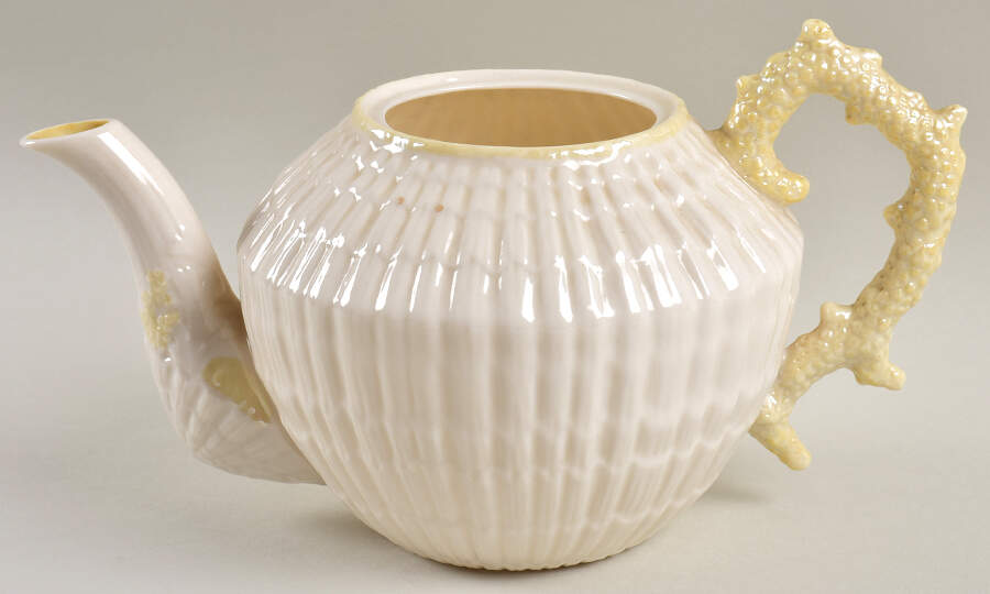 Limpet Yellow Teapot No Lid by Belleek Pottery (Ireland)-1