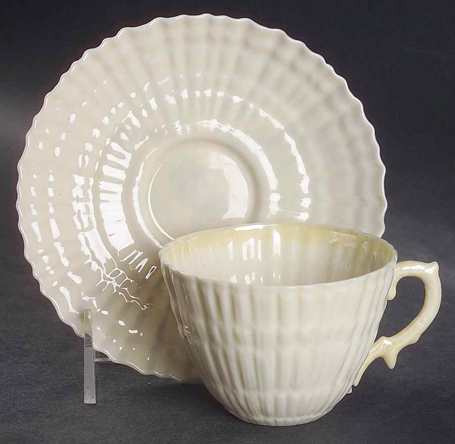 Limpet Yellow Flat Cup & Saucer Set by Belleek Pottery (Ireland)-1