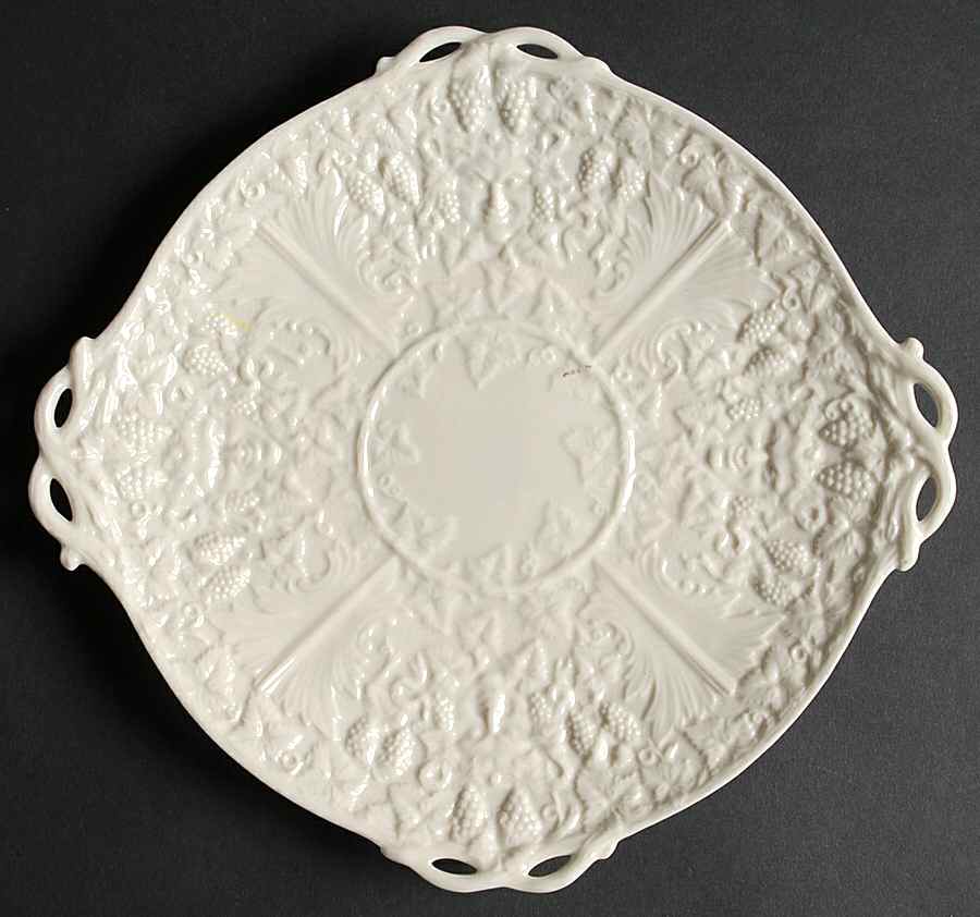 Mask (Irish) (No Lustre Accent) Handled Cake Plate by Belleek Pottery (Ireland)-1