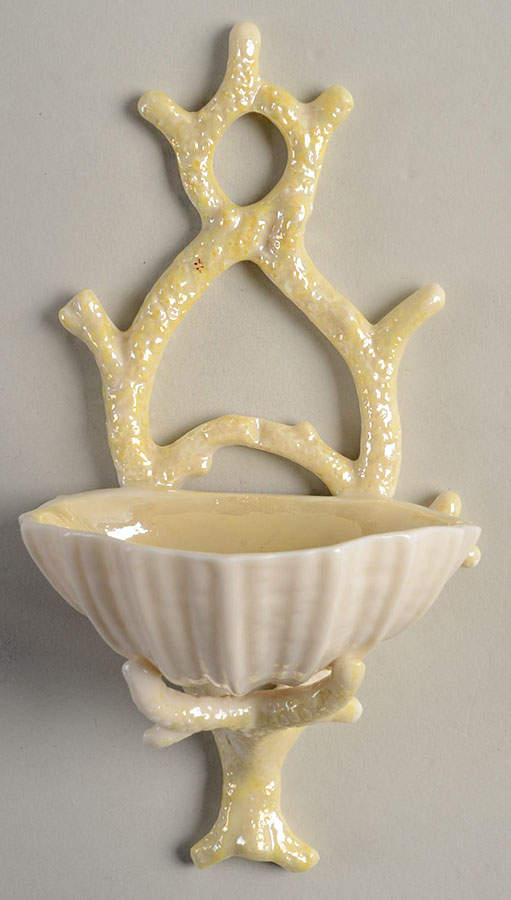 Neptune Yellow Holy Water Font by Belleek Pottery (Ireland)-1