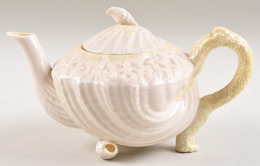 Neptune Yellow Mini Teapot & Lid by Belleek Pottery (Ireland)-1