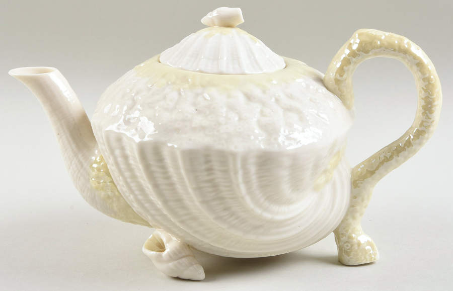 Neptune Yellow Teapot & Lid by Belleek Pottery (Ireland)-1