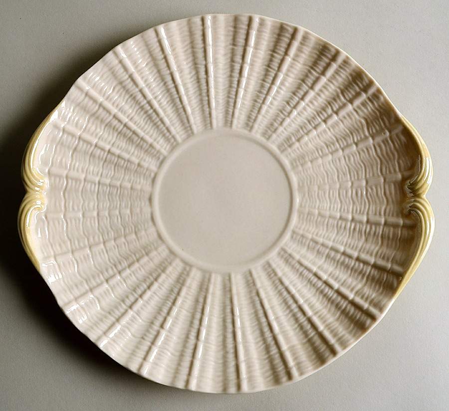 Neptune Yellow Handled Cake Plate by Belleek Pottery (Ireland)-1