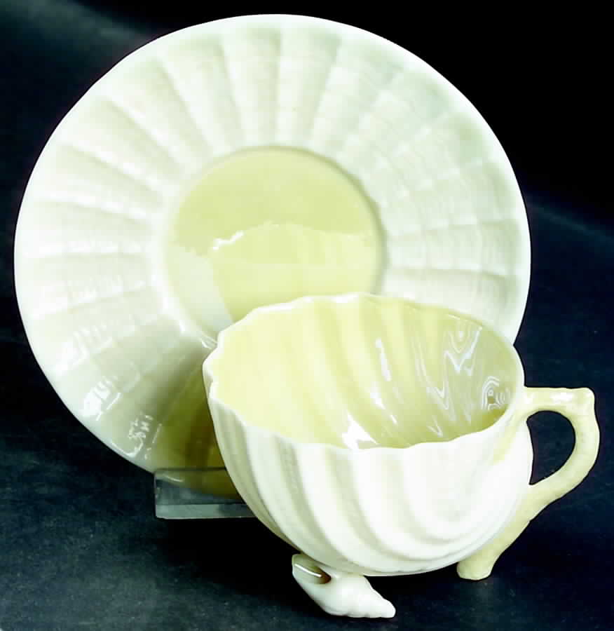 Neptune Yellow Footed Demitasse Cup & Saucer Set by Belleek Pottery (Ireland)-1