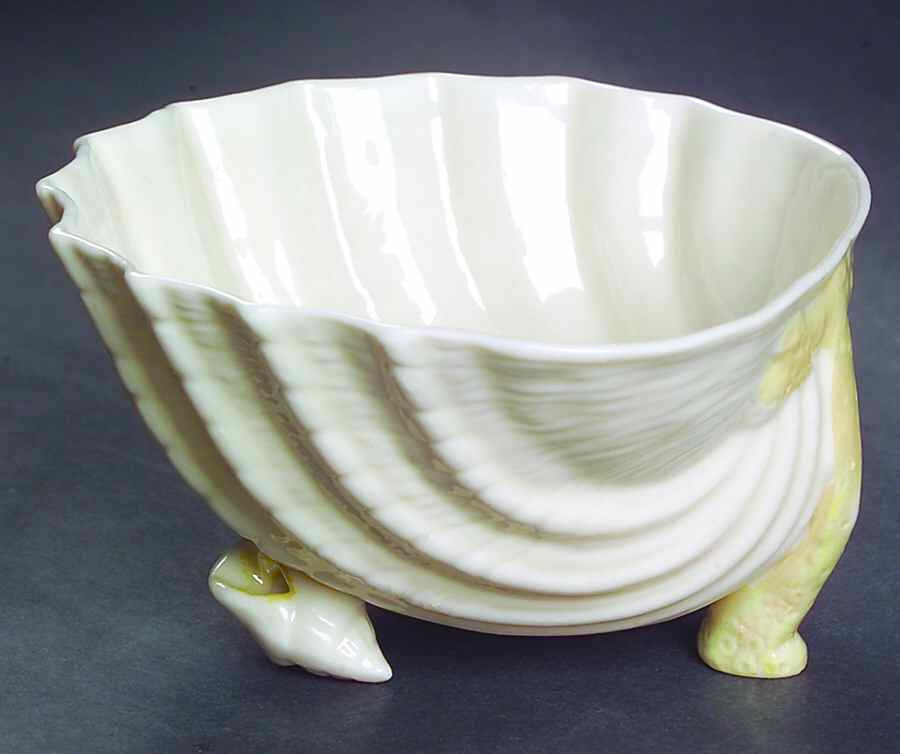 Neptune Yellow Open Sugar Bowl by Belleek Pottery (Ireland)-1