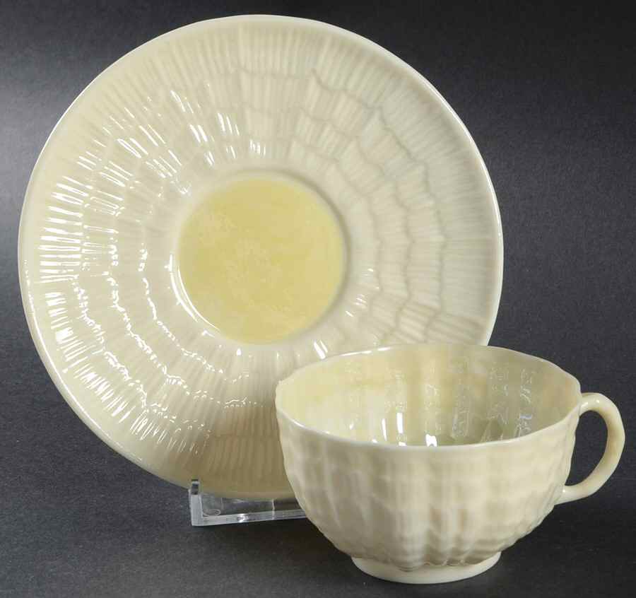 Neptune Yellow Flat Demitasse Cup & Saucer Set by Belleek Pottery (Ireland)-1