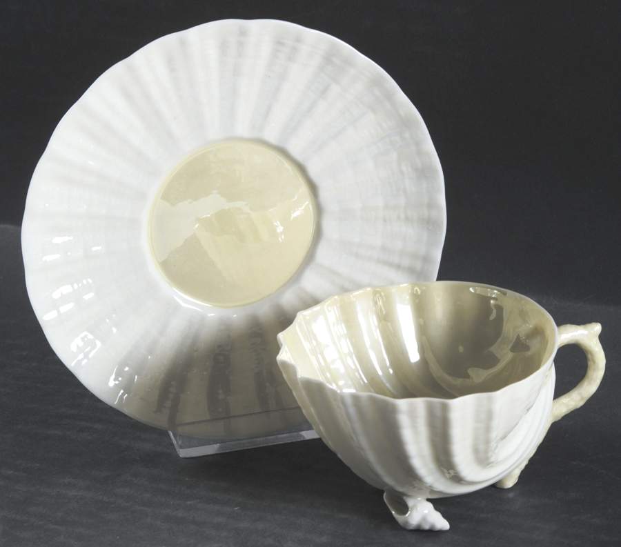 Neptune Yellow Footed Demitasse Cup & Saucer Set by Belleek Pottery (Ireland)-1