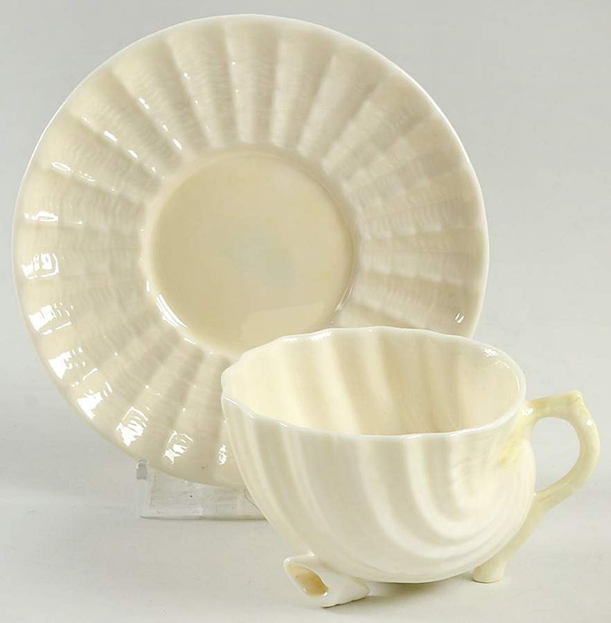 Neptune Yellow Footed Demitasse Cup & Saucer Set by Belleek Pottery (Ireland)-1