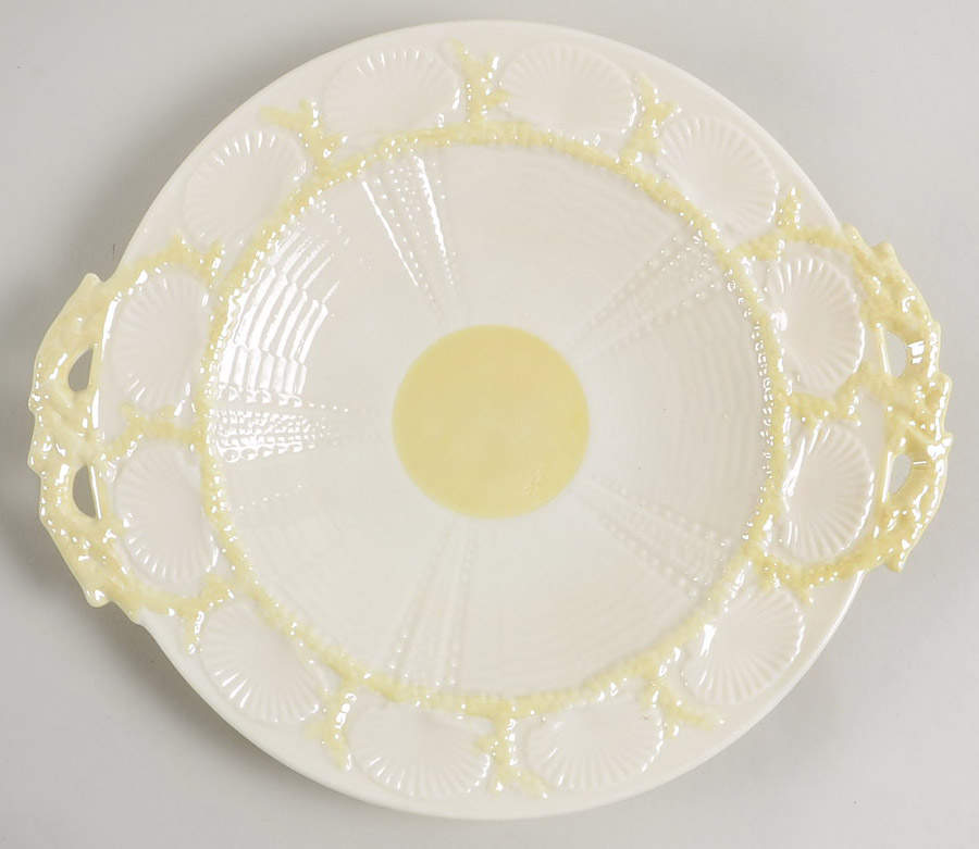 New Shell Yellow Handled Cake Plate by Belleek Pottery (Ireland)-1