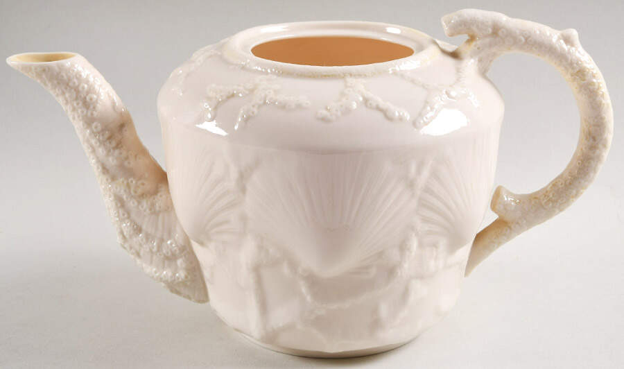 New Shell Yellow Teapot No Lid by Belleek Pottery (Ireland)-1