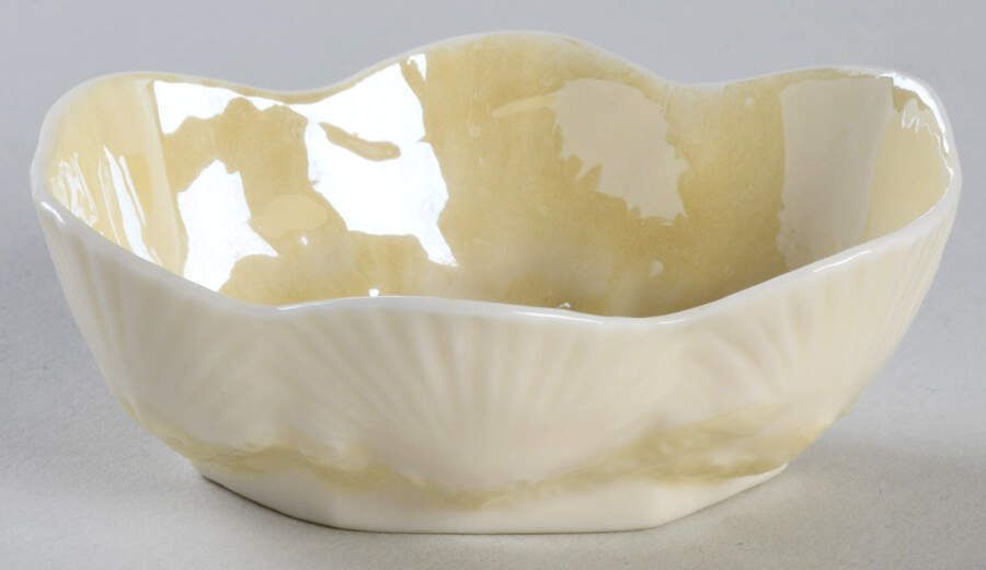 New Shell Yellow Salt Dip by Belleek Pottery (Ireland)-1