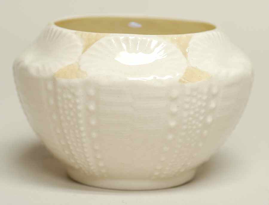 New Shell Yellow Open Sugar Bowl by Belleek Pottery (Ireland)-1