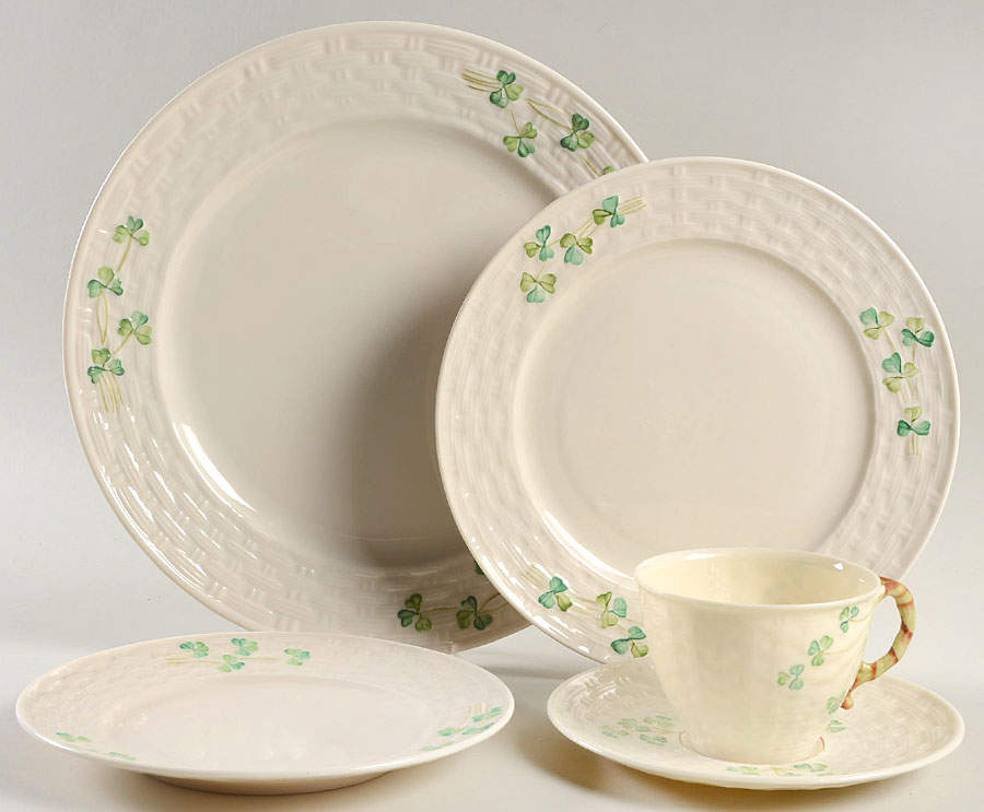 Shamrock 5 Piece Place Setting by Belleek Pottery (Ireland)-1
