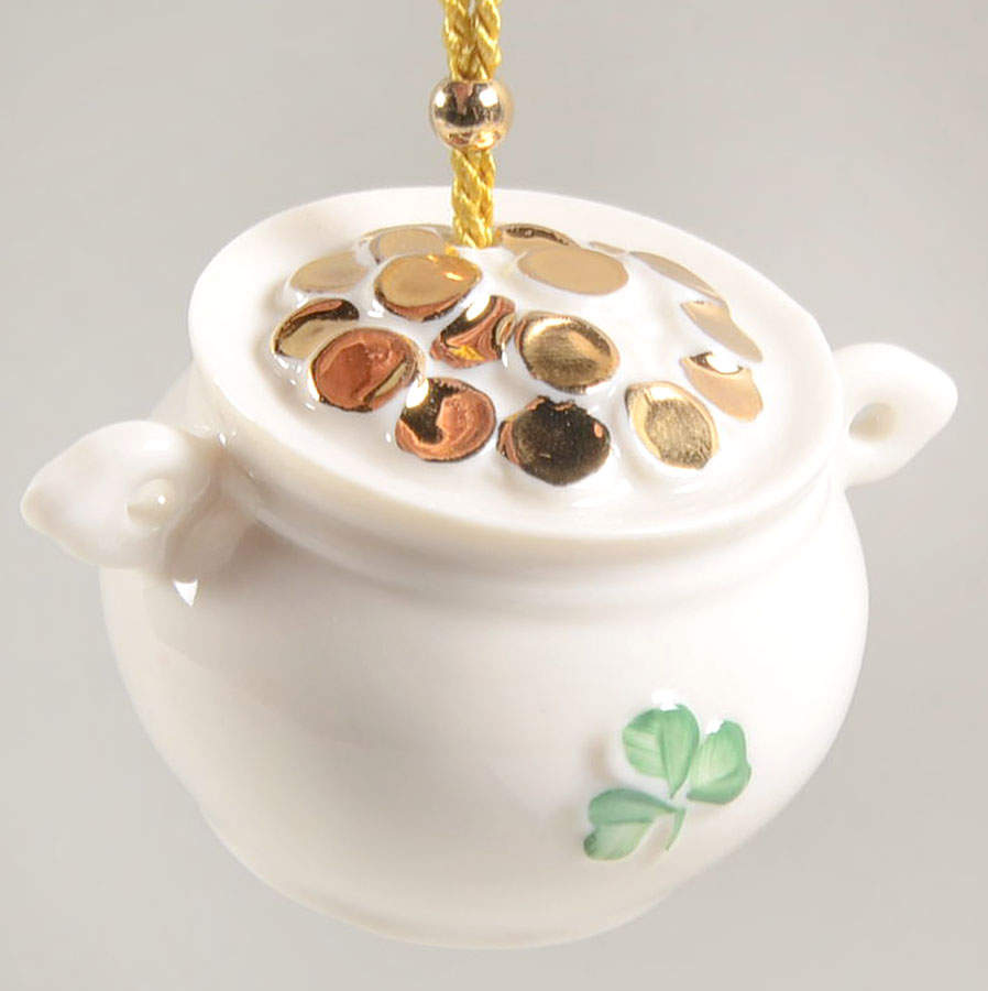 Belleek Christmas Ornament Pot Of Gold - Boxed by Belleek Pottery (Ireland)-1