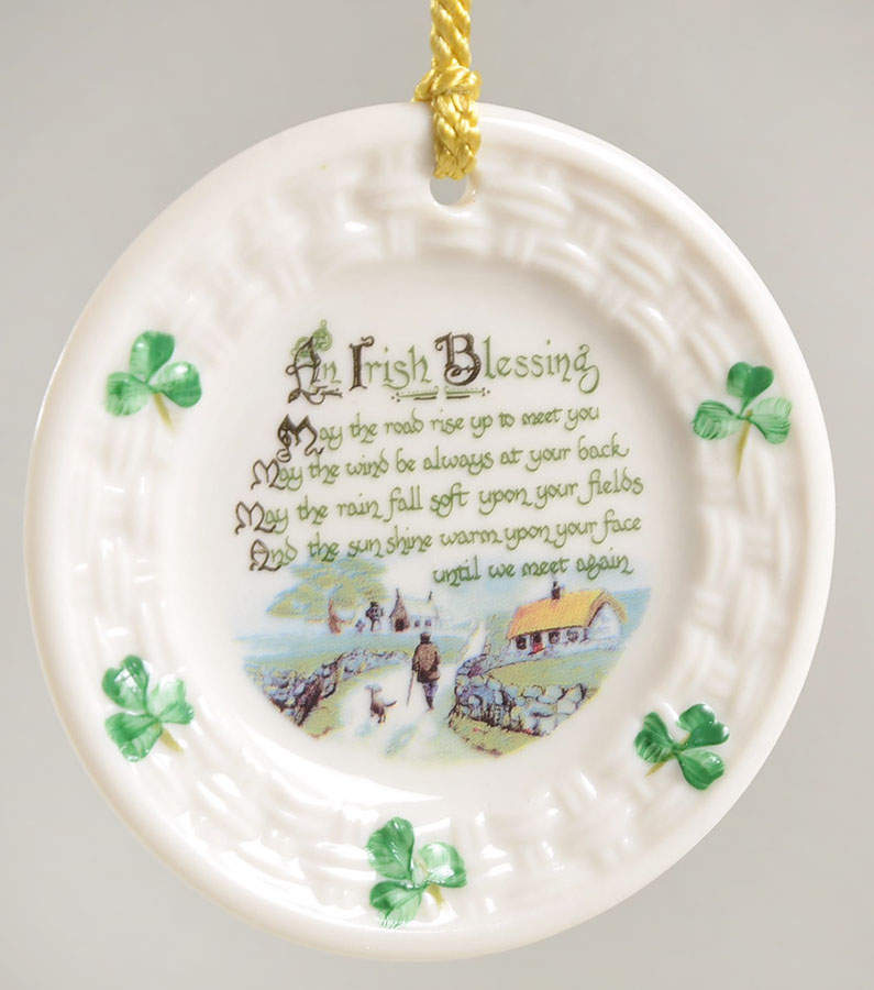 Belleek Christmas Ornament Irish Blessing- W/ Landscape - Boxed by Belleek Pottery (Ireland)-1