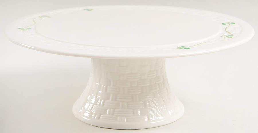 Shamrock 10" Diameter Pedestal Cake Stand by Belleek Pottery (Ireland)-1