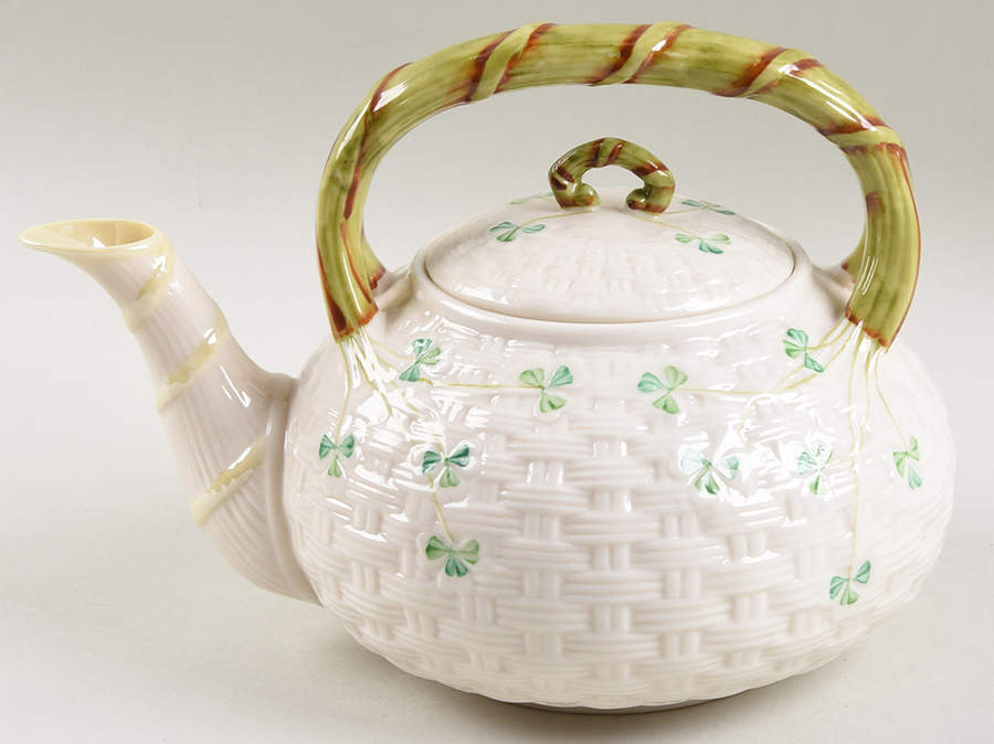 Shamrock Teapot & Lid by Belleek Pottery (Ireland)-1