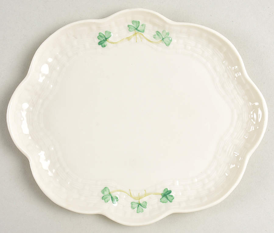 Shamrock Miniature Creamer Open Sugar Tray by Belleek Pottery (Ireland)-1