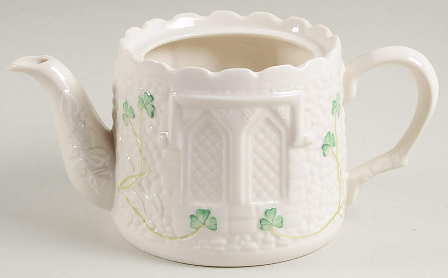 Shamrock Figural Teapot No Lid by Belleek Pottery (Ireland)-1