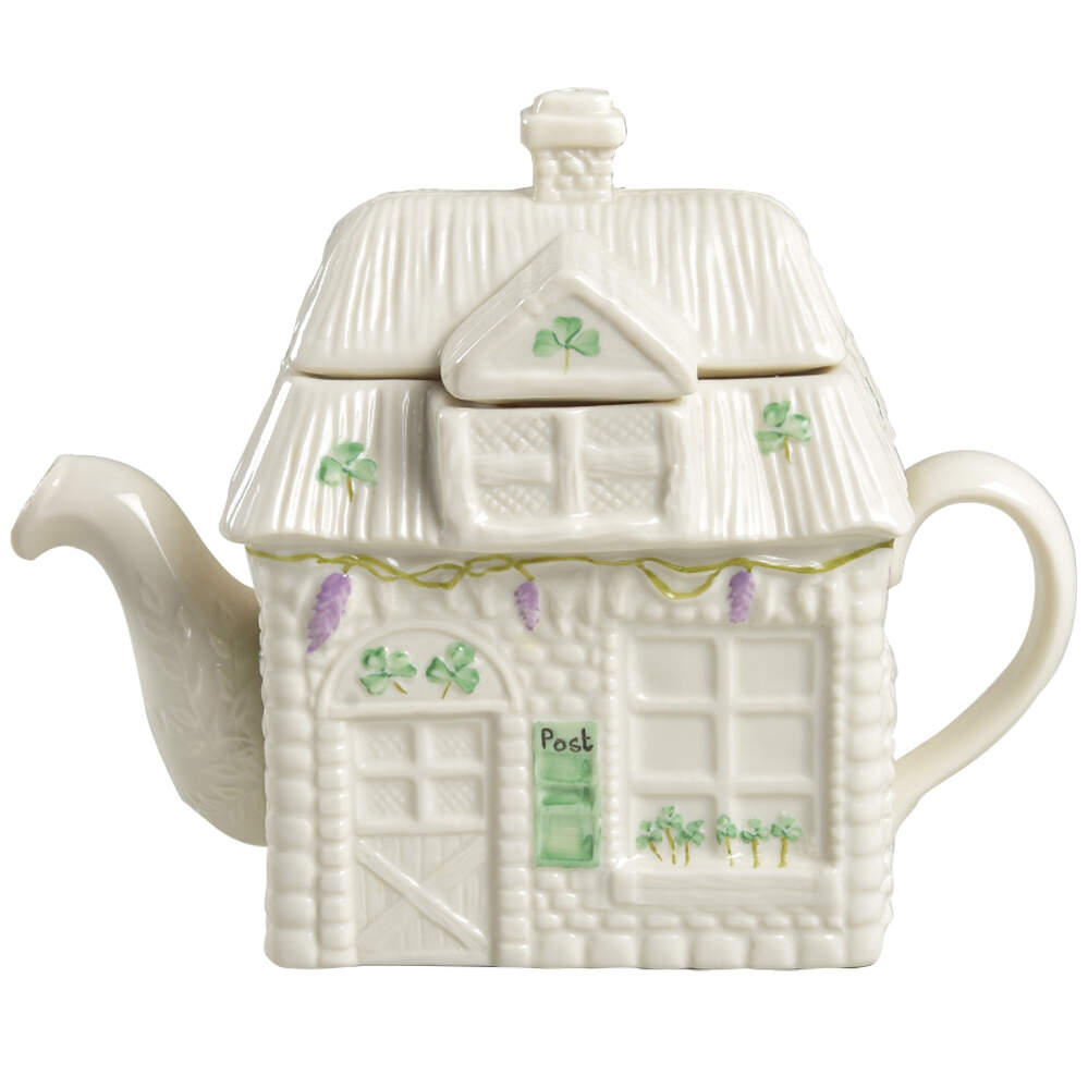 Shamrock Figural Teapot & Lid by Belleek Pottery (Ireland)-1