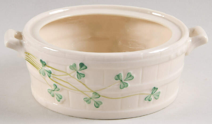 Shamrock Butter Tub No Lid by Belleek Pottery (Ireland)-1