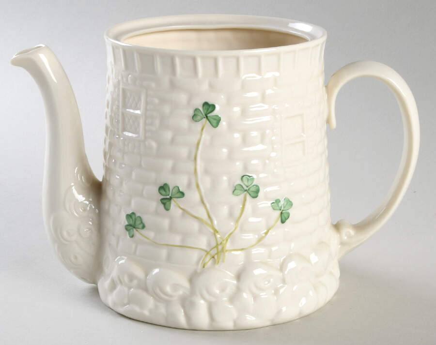 Shamrock Figural Teapot No Lid by Belleek Pottery (Ireland)-1