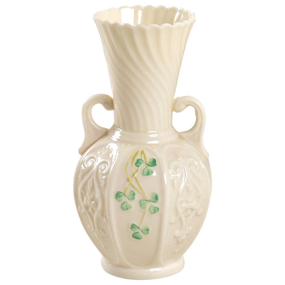 Shamrock 6" Panel Vase by Belleek Pottery (Ireland)-1