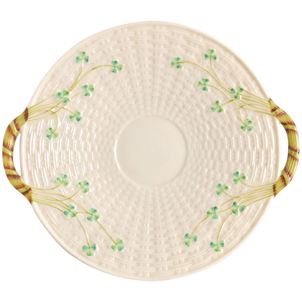 Shamrock Handled Cake Plate by Belleek Pottery (Ireland)-1