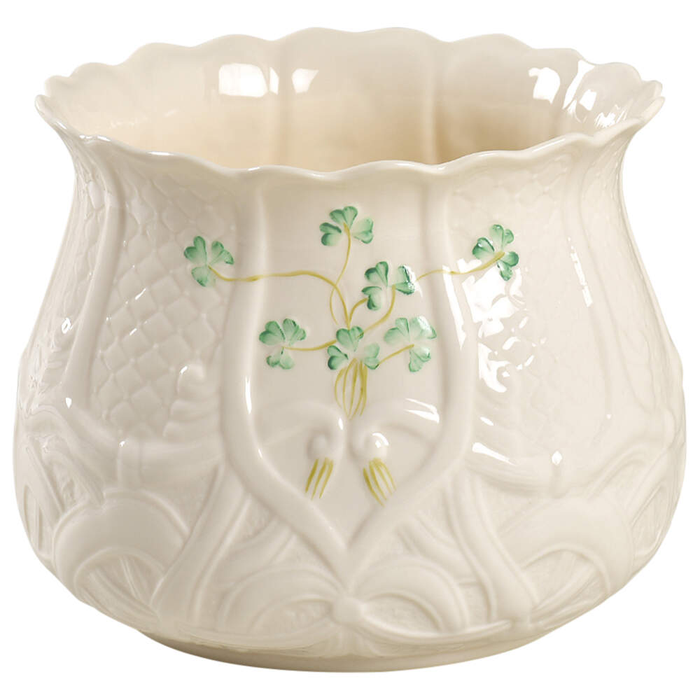 Shamrock 6" Dalriada Cachepot by Belleek Pottery (Ireland)-1
