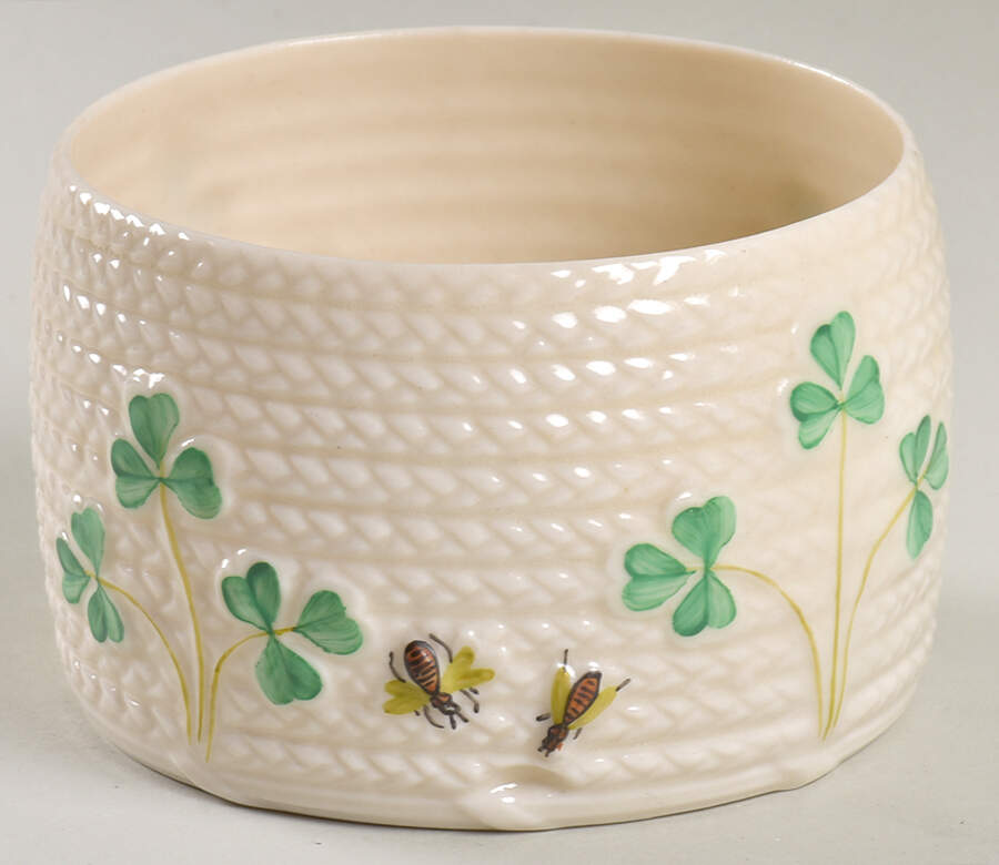 Shamrock Honey Pot No Lid by Belleek Pottery (Ireland)-1