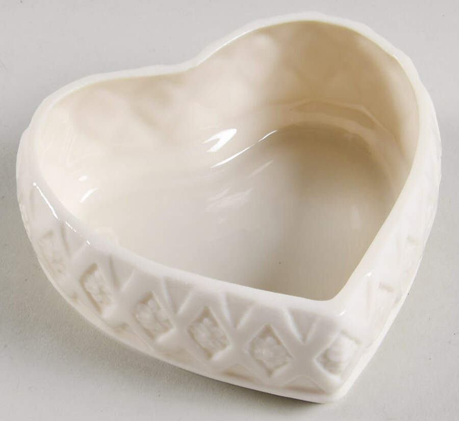 Shamrock Heart Shape Box No Lid by Belleek Pottery (Ireland)-1