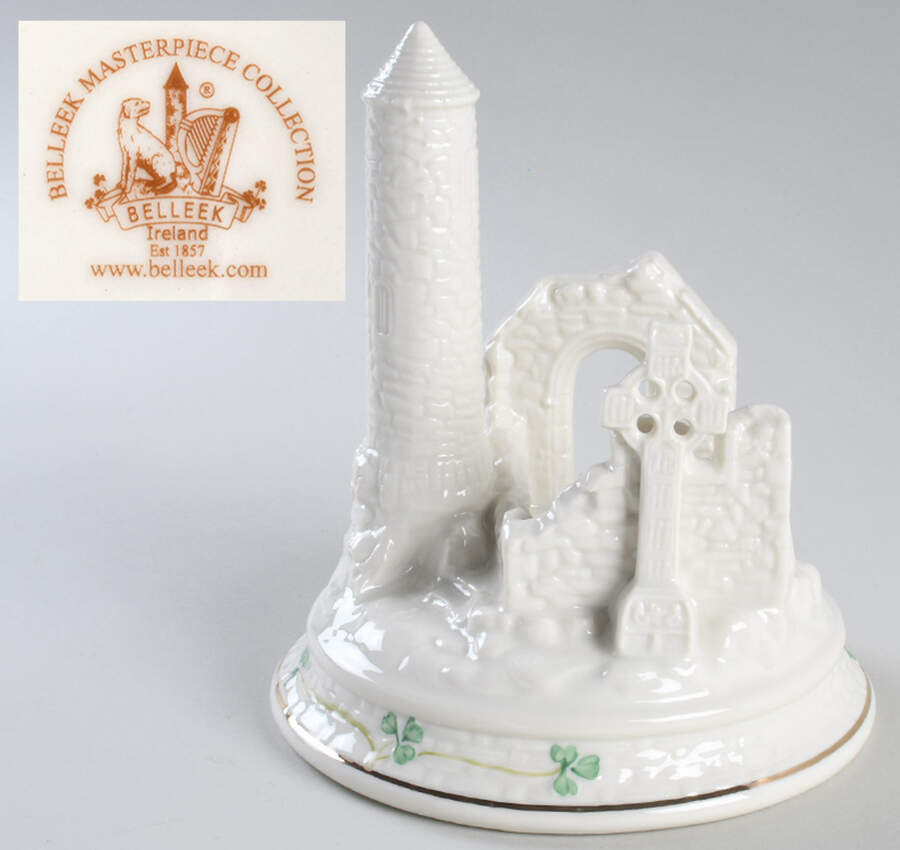 Shamrock Devenish Round Tower by Belleek Pottery (Ireland)-1