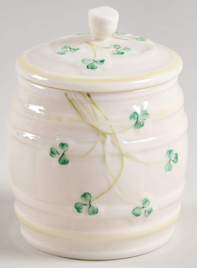 Shamrock Marmalade & Lid by Belleek Pottery (Ireland)-1