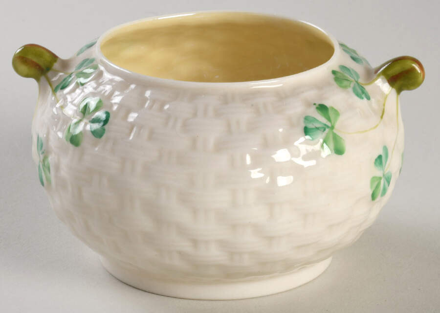 Shamrock Open Sugar Bowl by Belleek Pottery (Ireland)-1