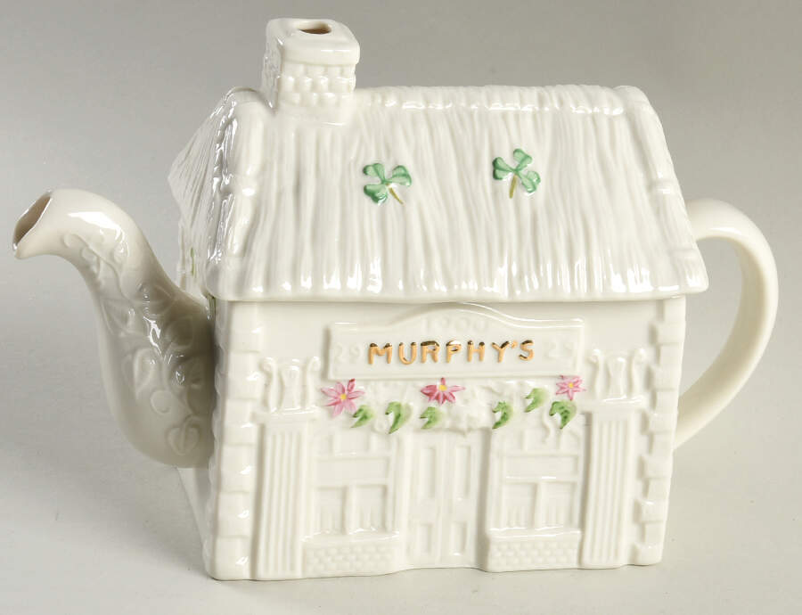Shamrock Figural Teapot & Lid by Belleek Pottery (Ireland)-1