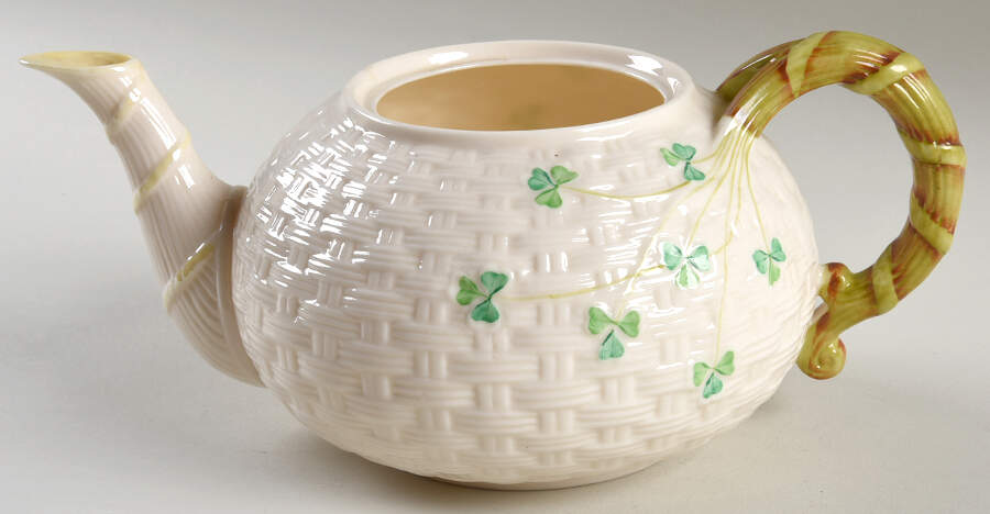 Shamrock Teapot No Lid by Belleek Pottery (Ireland)-1