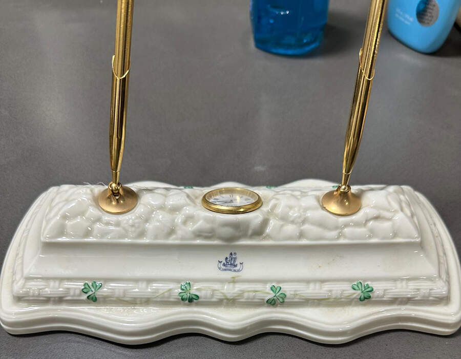 Shamrock Desk Set by Belleek Pottery (Ireland)-1