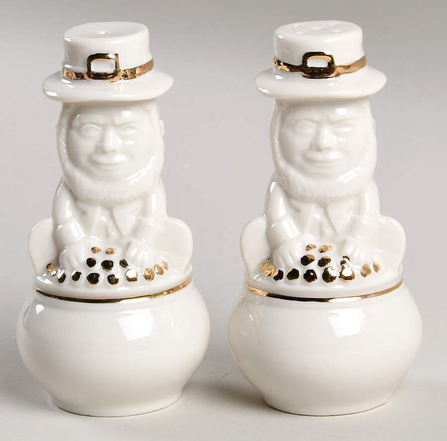 Shamrock Figural Salt & Pepper Set by Belleek Pottery (Ireland)-1