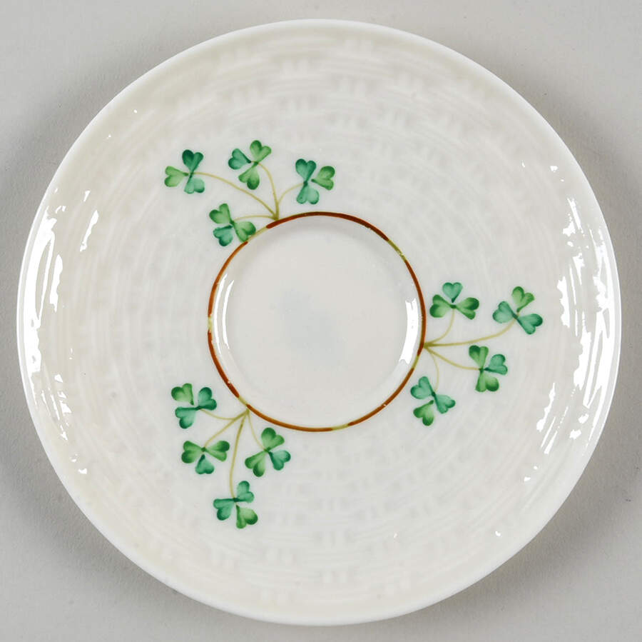 Shamrock Saucer for Flat Cup by Belleek Pottery (Ireland)-1