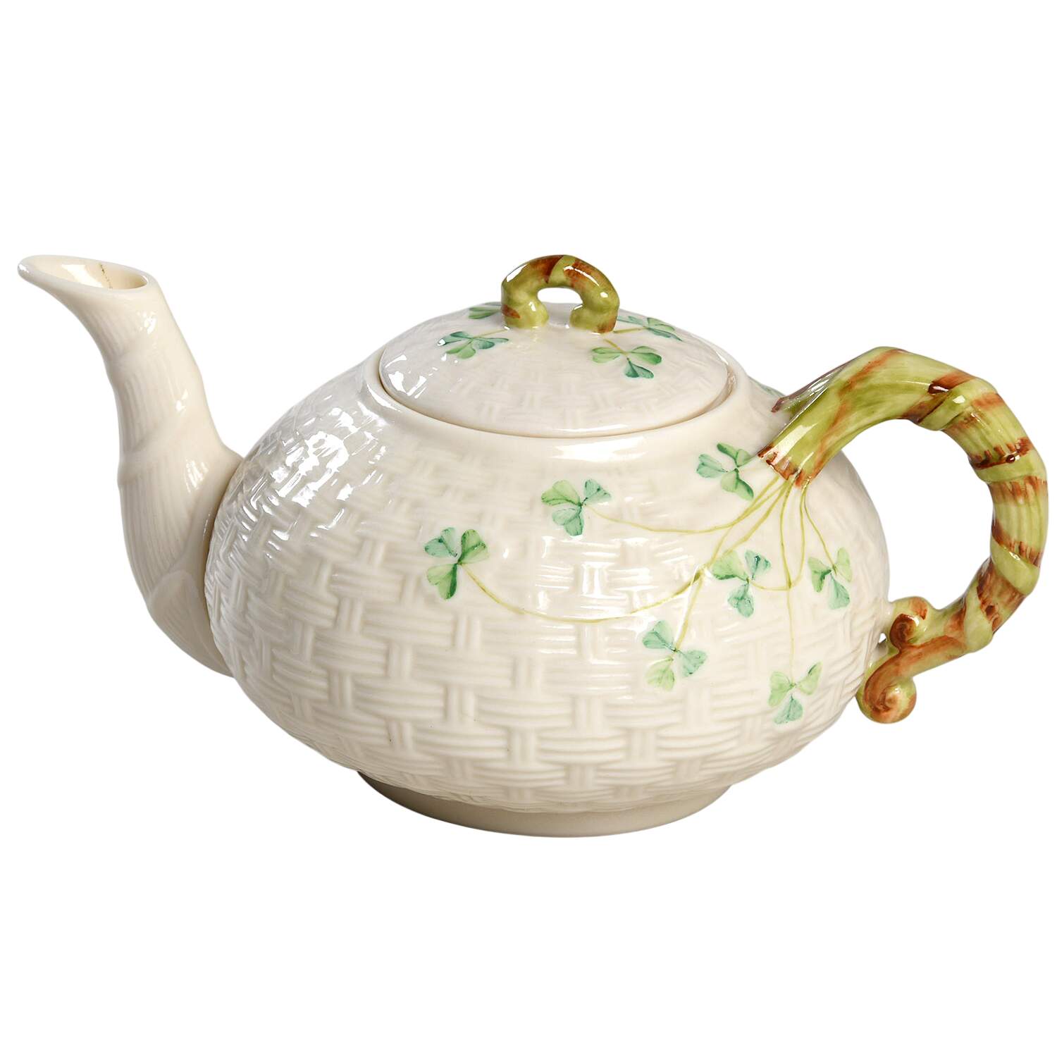 Shamrock Small Teapot & Lid by Belleek Pottery (Ireland)-1