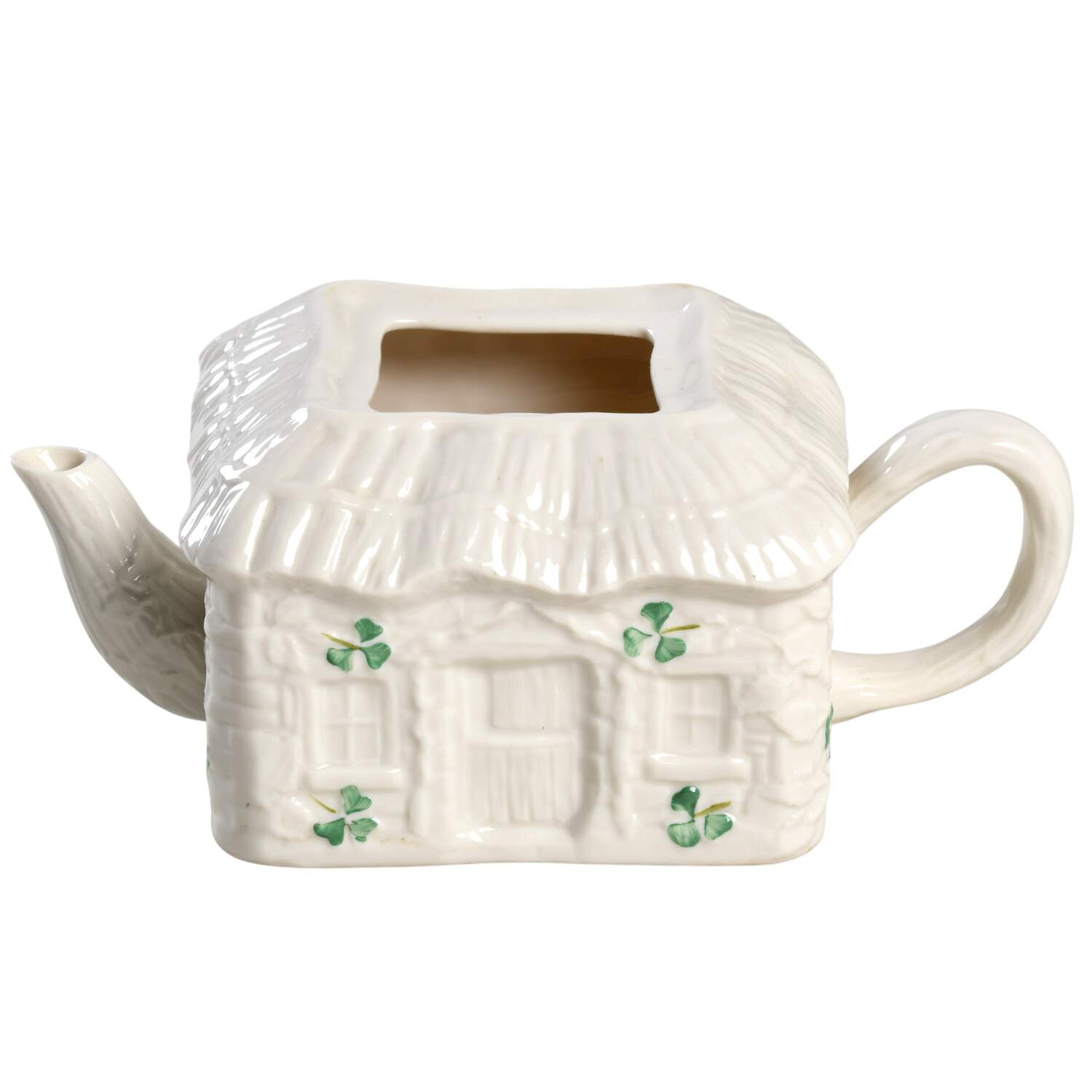 Shamrock Figural Teapot No Lid by Belleek Pottery (Ireland)-1