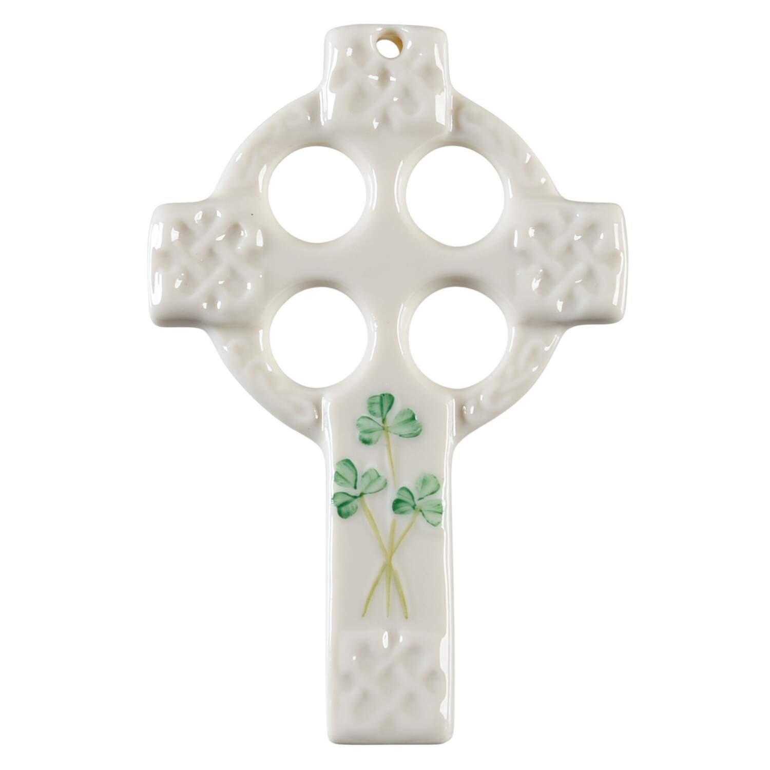 Shamrock Cross Ornament by Belleek Pottery (Ireland)-1
