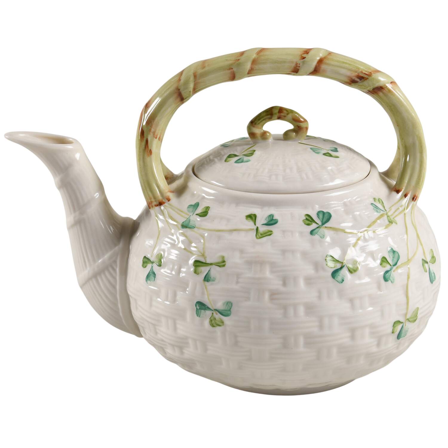 Shamrock Teapot & Lid by Belleek Pottery (Ireland)-1
