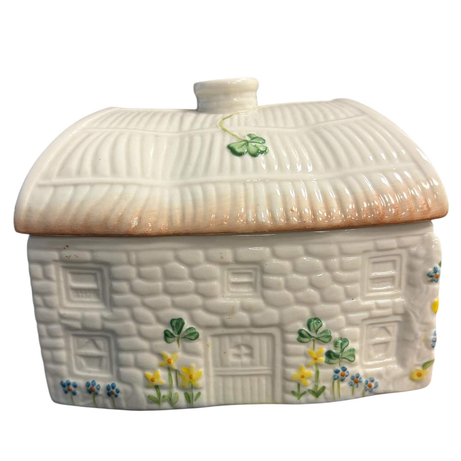 Shamrock Figural Box & Lid by Belleek Pottery (Ireland)-1