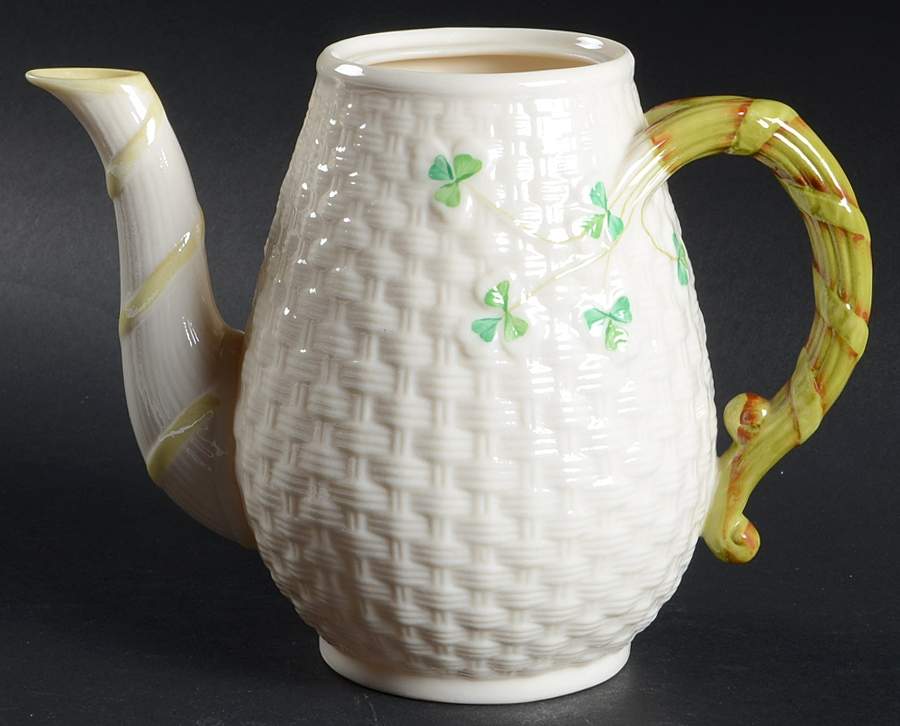 Shamrock Coffee Pot No Lid by Belleek Pottery (Ireland)-1