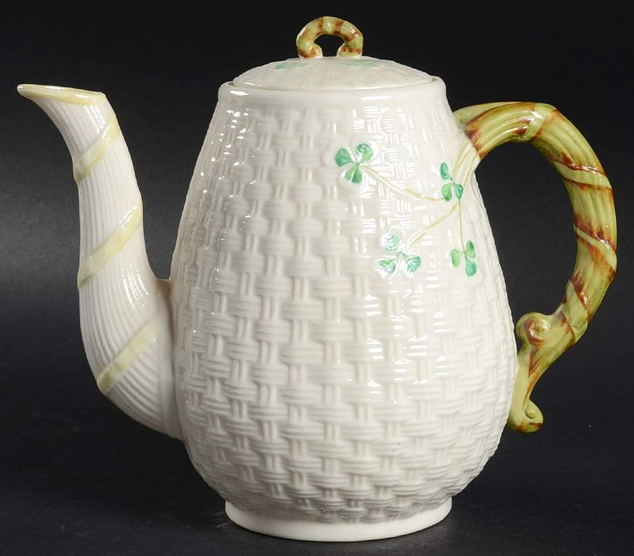 Shamrock Coffee Pot & Lid by Belleek Pottery (Ireland)-1