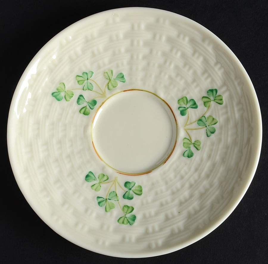 Shamrock Saucer for Flat Cup by Belleek Pottery (Ireland)-1